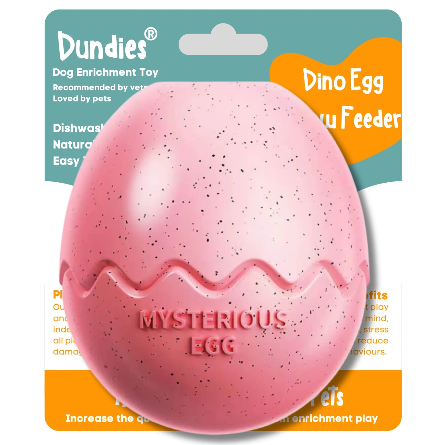 Dundies Dino Egg Slow Feeder Dog Enrichment Toy